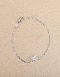 S925 Silver Charm Corss Style Armband med diamanter för kvinnor Bröllopsmycken gåva har stämpel i två färger pläterade PS823615678617613661