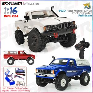 WPL C24 Full Scale RC Car 24G 4WD Rock Crawler Electric Buggy Climbing Truck LED Light Onroad 116 For Kids Gifts Toys 240428