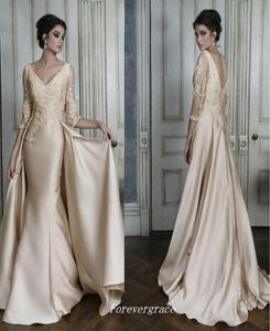 Vneck Prom Dress Half Sleeves Elegant Backless FloorLength Long Women Wear Special Occasion Dress Party Gown Custom Made Plus Si7087955