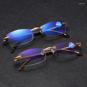 Sunglasses Men Women Near Far Anti-blue Light Eyesglasses Rimless Anti Blue Bifocal Progressive Reading Glasses Vintage Prescript