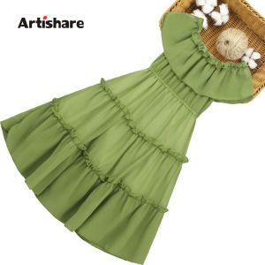 Kleider Mädchen Kleider kleiden schulterfreie Festkleidung Partykleid für Kinder Mädchen Sommerparty Kleid Kinder Rüschen Kleidung für Mädchen