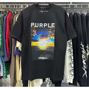 Purple Shirt Couple Top Quality 24Ss Summer Loose Fashion Purple Brand T Shirt Men Women Inset Crewneck Collar Regular Fit Cotton Print Tops US S-Xl More Color 377