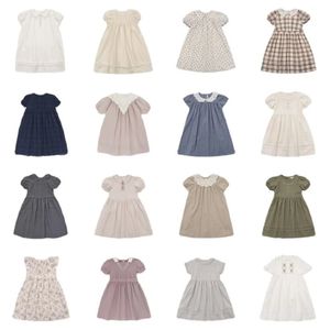 Kinderkleid Kleiderins in Lou Style Sticked Spitzen Sommer Blumenmädchen 240416