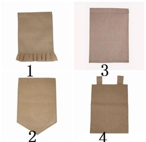 DIY Burlap Garden Flag Jute Ruffles Yard Hanging Flag Portable Blank Banner Easter Garden Decorations 4 Designs5406945