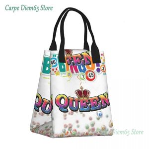 Bingo Queen Lunch Bag Portable Paper Gra chłodnica Izolowana bento dla kobiet na plaży Camping Travel Food Bags 240506