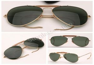 Mens OURDOOS OGSES DE MODOS Os óculos de sol mulheres pilotos de sol vendem lentes de vidro de moda Ray com estojo de couro e varejo 7117206