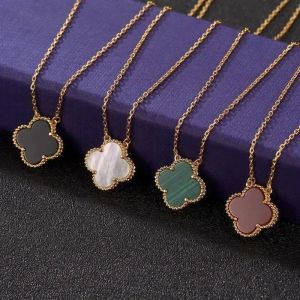 Clover Necklace Female 18K Rose Gold Pendant Female Light Luxury Premium Agate S999 Sterling Silver Four-Leaf Halsband