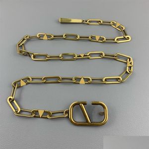 Belts Designers Designer Chains Fashion Luxury Designer Link Belt for Women Letter V Buckle Waist Chain Vintage Gold Welband Bronz31 DH 218i