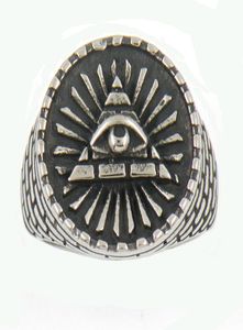 FANSSTEEL stainless steel mens or wemens jewelry masonary egyptian bricks triangle all seeing eye masonic ring 13W527547346