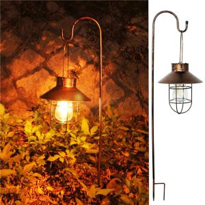 Ljus LED Solar Light Retro Solar LED Oil Lamp Portable Solar Candle Light Flimrande Flameless Outdoor Hanging Lantern Garden Decor