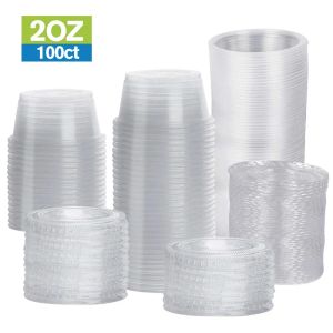 Containers 1oz Disposable Plastic Jello Shot Cups with Lids Souffle Portion Container 1 ouncec Clear box KD1 ZZ