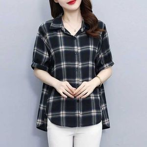 女性用Tシャツ夏半スリーブレーペルプレーンボタンソリッド非対称カーディガンエレガントオフィスレディースTopl2405