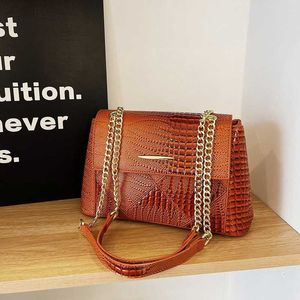 End High Handbag for Women in 2024 Fashionable and Trendy Single Shoulder Underarm Bag with Pattern Texture Chain Crossbody