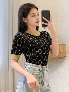 summer silk sweater female celebrities age reduction slim fit thin short sleeve