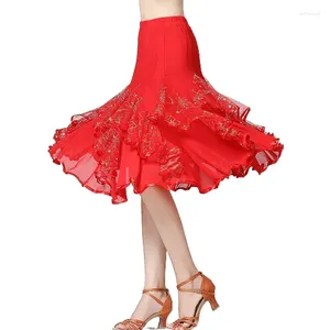 Scen Wear Latin kjol Ballroom Dance kjolar kvinnor tango modern dans nationell standard vals flamenco -tävling