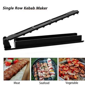 Tillbehör BBQ Köttspett som gör formar En rad Kebab Maker Återanvändbar plast för utomhuscamping Barbecue Spett Production BBQ Tools