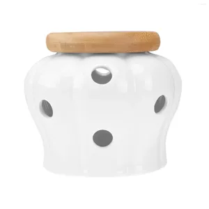 Storage Bottles Round Rounds Container With Bamboo Patato Lid For Sealing Garlic Ginger