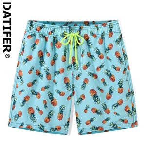 Herren -Shorts Datifer 2024 Hot Summer Men Shorts Mode Polyester Surf Schnell trockener Fitnessstudio Shorts Para Hombre Mesh Liner Seitentasche Badetasche SwimsuSuitl2405