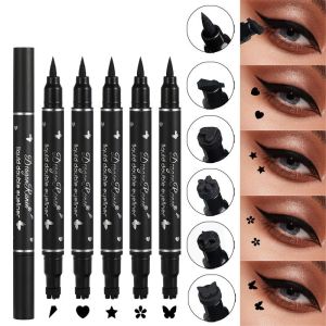 Eyeliner Double Head Waterproof Liquid Liquid Eyeliner Moon Star Heart Forme Tattoo Timbro veloce a Dry Eye Liner Pencil Strumento per il trucco per ciglia