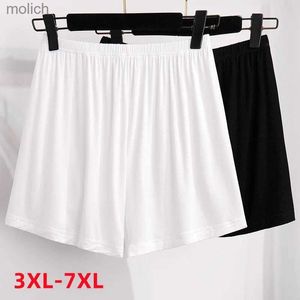 Kvinnors shorts Nya 2022 kvinnors plus -storlek långbenade shorts kvinnor plus storlek smal elastisk svartvit modul bashorts 3xl 4xl 5xl 6xl 7xl wx