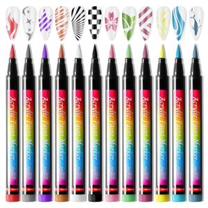 12Colorsset Nail Liner Brush Nail Polish Drawing Pen DIY Nail Art Adorn Tools Manicure Tools Graffiti Nail Liner Brush 240430