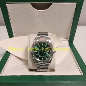 25 스타일 남성 상자 자동 시계 남자 42mm 336934 녹색 다이얼 플루트 베젤 904L 스테인레스 스틸 팔찌 326934 옐로우 골드 에버 로스 기계 스포츠 시계