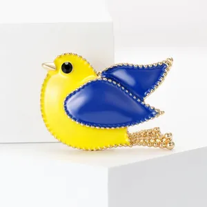 Brooches Unique Style Enamel Peace For Women Unisex Ukraine Blue Yellow Bird Pins Office Party Friend Gifts Accessories