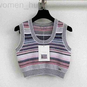Tanques femininos Camis Designer Summer New Product Product Small Flagrant Stripe Tampa curta para mulheres zbzz