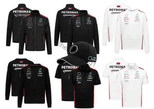 Motorradkleidung Neues F1 Renntrikot -Sommerteam Polo -Hemd mit dem gleichen Stil verschenken Hut weiß oder schwarz