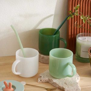 Tumblers Jade Glass Cup Retro Green High Borosilicate Heat resistant Tea Cups Coffee Mug Drinkware Dinking milk water H240506