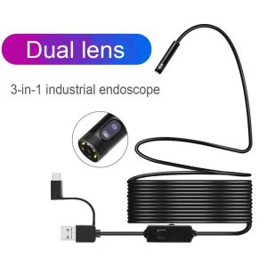 Bulbs Typec Android Endoscope Camera Ip67 Dual 8mm Lens with Led Light 1080p Hd Inspection Endoscope Otoscope Mini Car Borescope