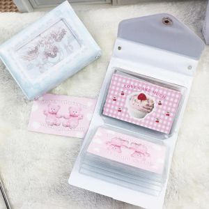 Albums Portable Mini Kawaii Photo Album Kpop Photocard Holder Idol Picture Collect Book Cute Pearl Chain Photos Postcards Coupons Album