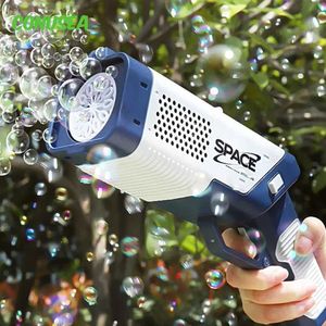 Gun Toys Bubble Gu Childrens Automatisk bubbelmaskinstillverkare Soap Bubbles Guns Blower Wand Toys For Kids Birthday Weeding Party Games Kid T240506