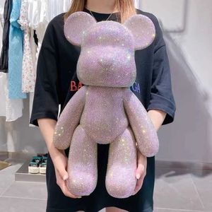 Oggetti decorativi Figurine 75 cm Large Bearbrick Figura Crystal Diamond Bear Statue Fai -te Rhinestones fatti a mano Bearbrick Toy Painting Desktop Decoration Gift T24