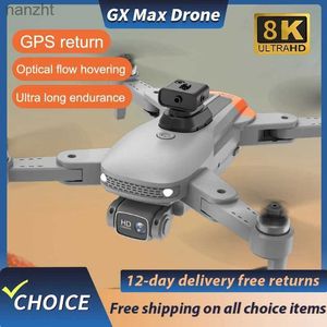 Дроны Новый GX Max Drone Professional 8K Двойная камера ESC Уклонение от препятствий G позиционирование Wi -Fi складное FPV RC.