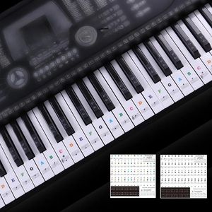 Adesivos de teclado de piano para 88/61 key, guia de notas de notas de teclado de piano removível para aprendizado Guia de notas de piano para iniciantes