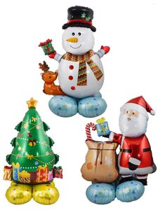 Parti Dekorasyonu 1Set Büyük Stand Pain Noel Ağacı Noel Baba Kardan Adam Elk Balonlar Yıl Dekorasyonları Navidad 2024 Dekor