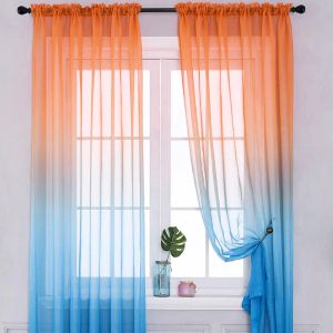 Tratamentos Tratamentos Tratamentos gradiente moderno Tule cortinas de janela para sala de estar 3d color organza yarn pure Voile cortina para toalha de quarto