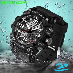 Sanda Digital Watch Men 군용 육군 스포츠 시계 방수 날짜 달력 LED 전자 시위 rep relogio masculino283S216p