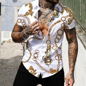 Herrenkleidung Social Hemd Mann Barockdruck lose Hemden Tops Luxus Revers Prom Hochqualität Bluse 5xl übergroße Tee Männer 240419