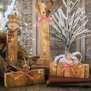 Juldekorationer Atmosfär Dekorativa ornament Drömscene Led Night Light Box Snowman Elk Home Xmas Navidad Decoration