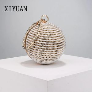 Xiyuan Goldsilver Bolsa de pérolas de miçangas Mulheres Rhinestone Cheongsam Metal Clutch Purse Ladies Wedding Romes Sacos 240430