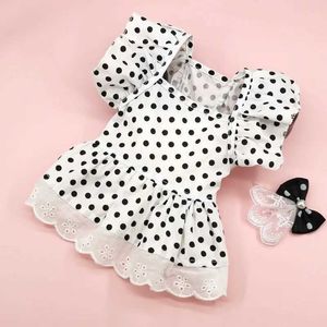 Hundkläder Nytt mode Summer Pet Cotton Clothes Teddy Bichon Small and Medium Puppy Clothing Polka Dot Princess Dresses H240506