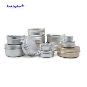 Candles 50pcs Aluminum Container Round Metal Jar Candle Tin Empty 15g 30g 50g 80g 100g 250g Lip Balm Cream Box Hair Wax Pot Silver Cans