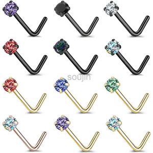 Body Arts Zs 20G 1pc con borchie per piercing al naso oro oro Gioielli in acciaio inossidabile Nostrile Gioielli colorato con zircone Stullo anello Donne Donne Piercing D240503