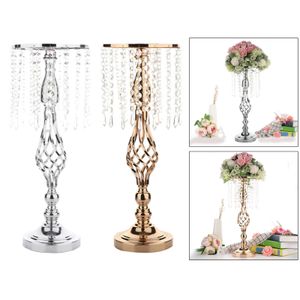 52 cm Tall Crystal Candle Flower Holder Centerpiece Candlestick Road blyblommor för bröllopsbordfestdekor 240506