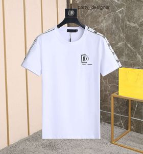 and Mens Designer TシャツイタリアンミラノファッションストラップジャージーTシャツ夏の黒い白い男性ヒップホップストリートウェア100％コットントップ1215 IMM3 HHRN