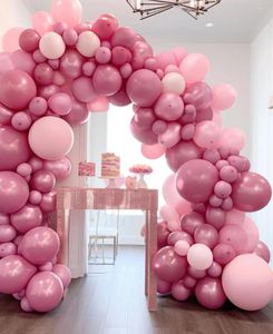Decoração de festa 127pcs Conjunto de 10 polegadas Pêssego Balões de látex de 32,8 pés de alumínio rosa Decorações