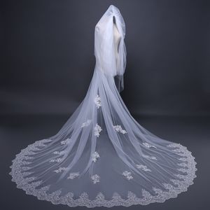 2024 Wedding Veil 3m Long Bridal Veils Real Pictures Wedding Tulle with Applique Sequined Beads Blingbling with Comb face veil