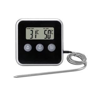 Grills Digital Food Thermometer Sonde BBQ Fleischwasseröl Kochtemperatur Alarm Kochtimer Küche Grill Ofen Tester